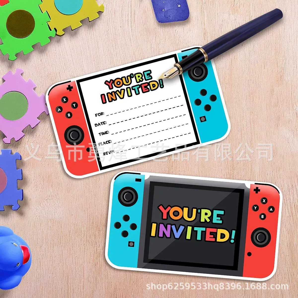 Трансграничный Ретро мультяшный портативный игровой автомат пригласительный билет детское приглашение на день Рождения Вечеринка рукописная поздравительная открытка с благословением