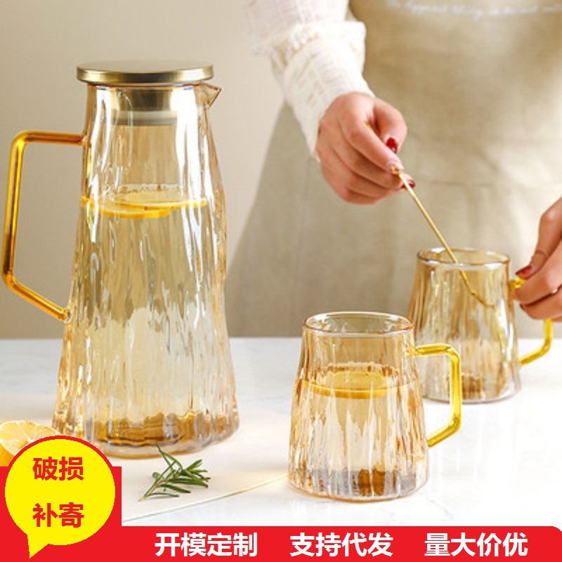 Nuevo traje de alta borosilicato glaciar botella de agua fría traje grueso vidrio gran capacidad olla creativa resistente al calor botella de agua fría