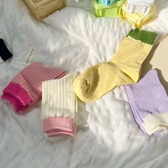 Candy-colored sock girl INS trendy school-style Korean version medium-length socks summer thin version Japanese sweet temptation style sports socks
