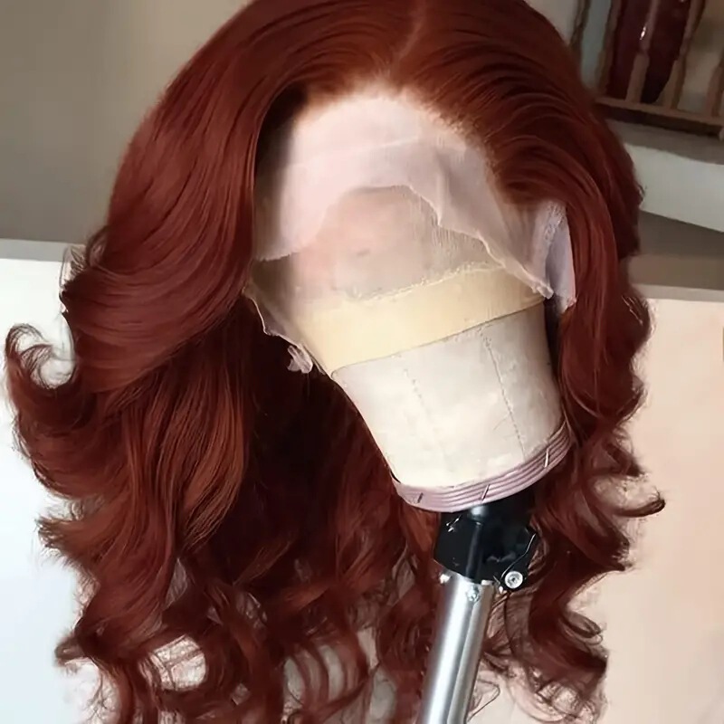 Cross border hot sale front lace wave wig full head cover 13*4 lace fashion hot sale red brown wig