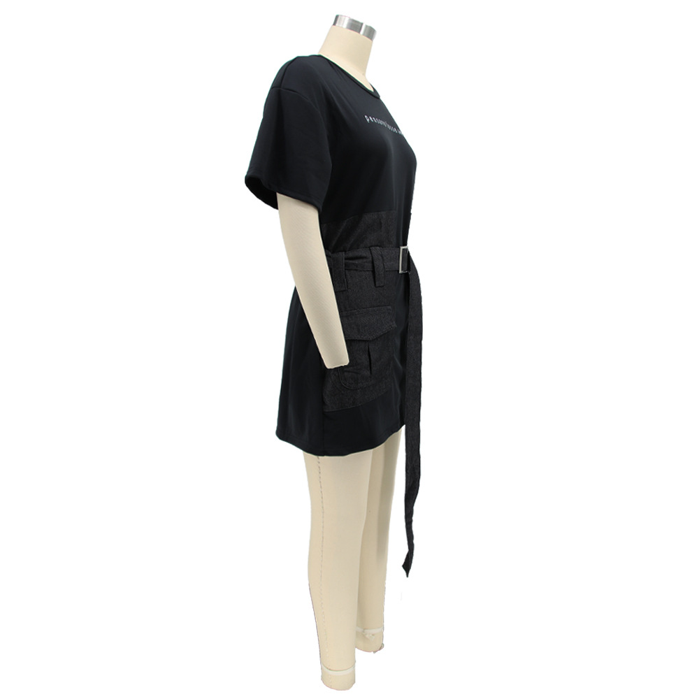 Women Clothing Denim Stitching Dress Summer Sexy Tight Waist Popular Clothes