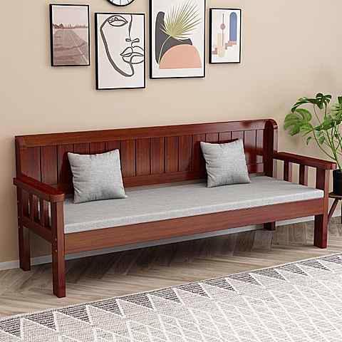 Solid Wood Sofa Combination Living Room Three-Person Four-Person Backrest Bench Modern Simple Small Apartment Balcony Bedroom Sofa Chair
