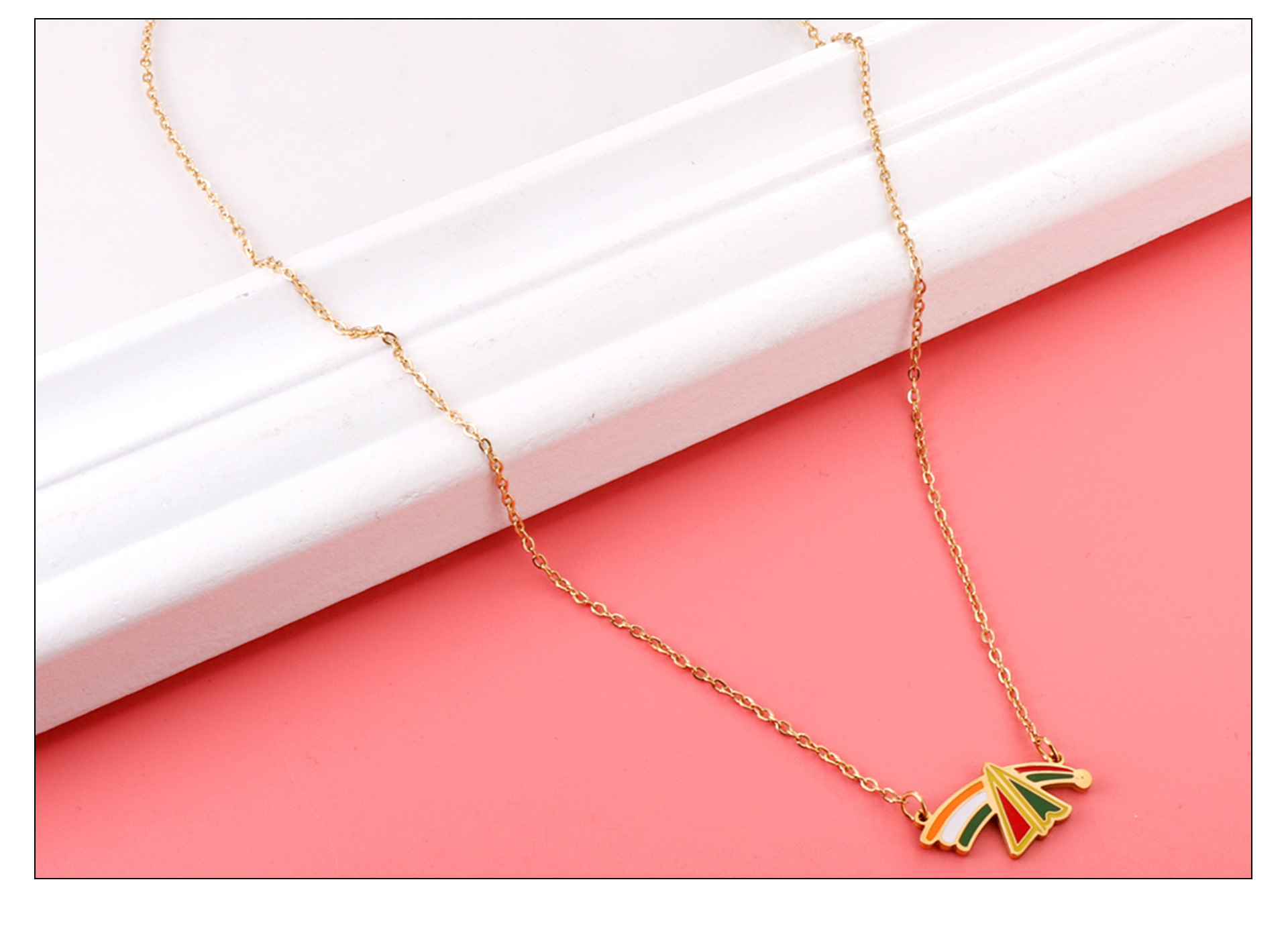 Fashion Rainbow Stainless Steel Plating Pendant Necklace 1 Piece