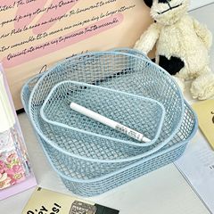 Insシンプル針金収納バスケット学生事務文房具収納ケースデスクトップ机雑物鉄芸整理収納