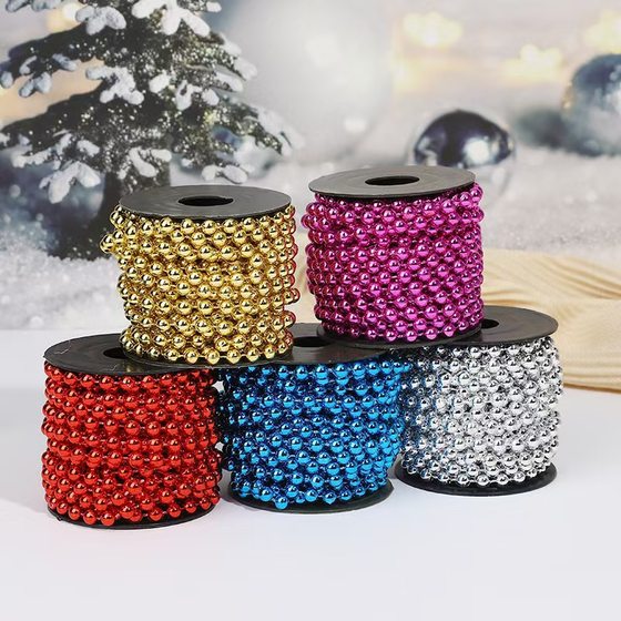 Creative Christmas beads decorative chain large party birthday party decorations plastic plating round connected beads wholesale