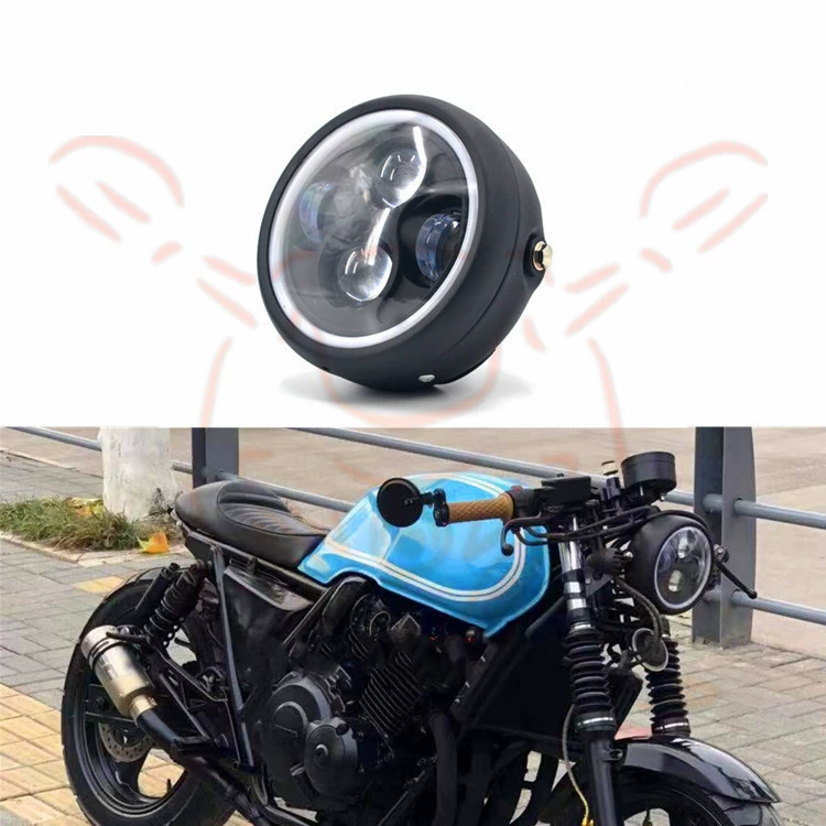 Аксессуары для мотоциклов, модифицированная светодиодная ретро-фара CG125 GN125 Harley, четырехглазая фара с ангельскими глазками