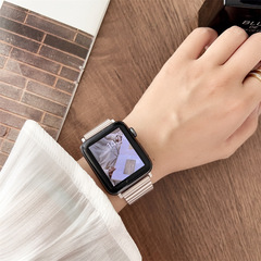 適用蘋果apple iwatch 金屬竹節片帶一株不鏽鋼一珠華為GT3手錶帶