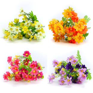 Wholesale fake flowers silk flower living room dining table settings home decoration flower 7 fork 28 chick simulation flowers jump orchid chrysanthemum