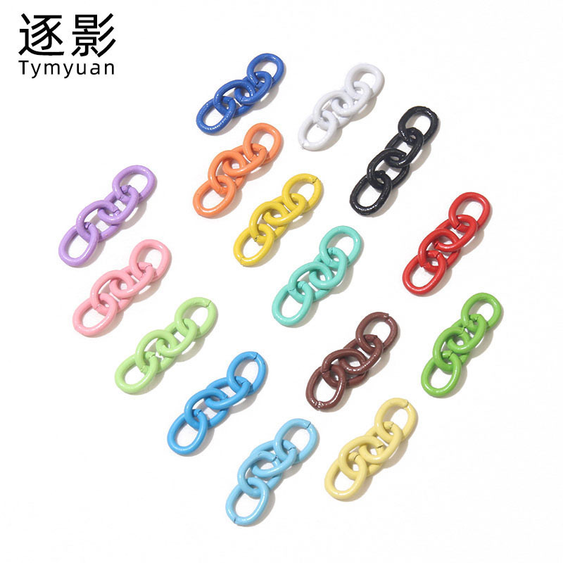 Colorful Painted Four-Section Chain Spray-Painted Extension Chain Keychain Tail Chain Jewelry Accessories Iron Ring Keychain