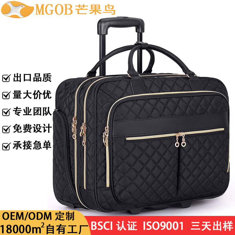 Factory customized cross-border wheeled briefcase for women, laptop trolley bag for work, travel, and business