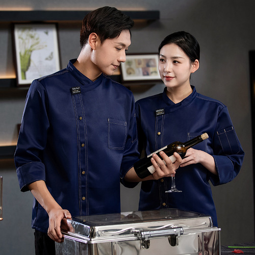 Chef's uniform long sleeve hotel catering hot pot restaurant canteen back kitchen clothes autumn winter pastry chef's clothing short sleeve