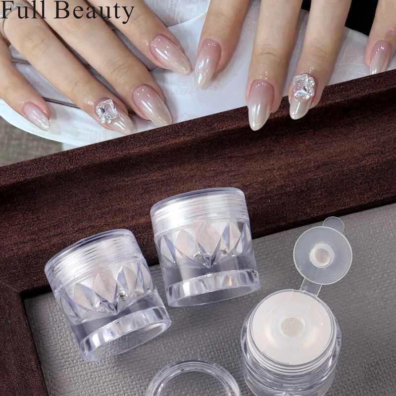 Full Beauty Cross-Border New Nail Art Glitter Gold Pink White Aurora Crystal Plated Pearl Moonlight Powder