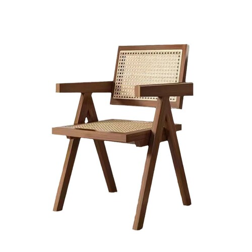 High-end rattan armchair, rattan chair, home dining chair, bed and breakfast rattan back chair, solid wood Chandigarh chair
