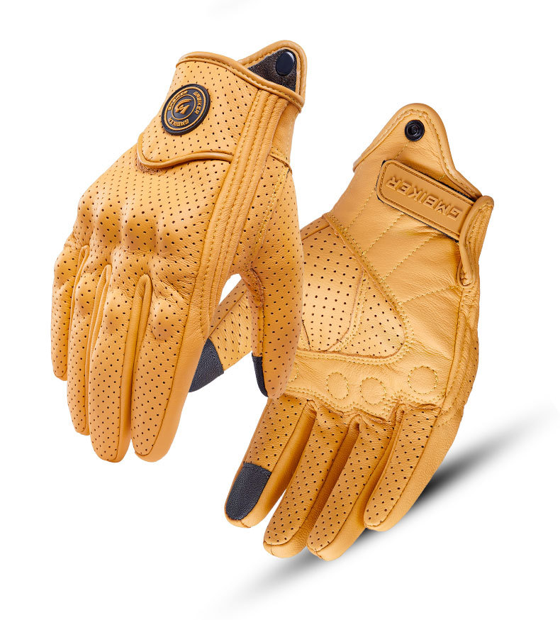 Motorcycle Riding Gloves Genuine Leather Sheepskin Half-Finger Breathable Retro Cruising Harley Rider Motorcycle Gear Spring and Summer Season