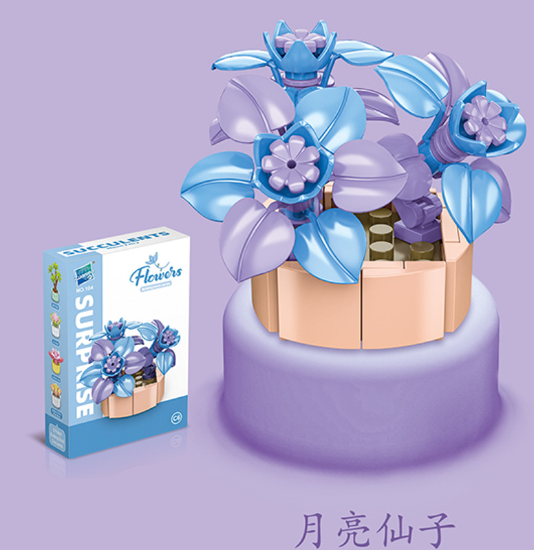 Diamante caballo bloques de construcción flor suculenta olla creativa ramo decoración compatible con Lego niños pequeñas partículas ensambladas juguetes al por mayor