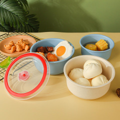 アマゾンの小麦わら家庭用キッチンの鮮度保持碗の創意透明蓋環境保護プラスチック碗の鮮度保持碗の卸売り