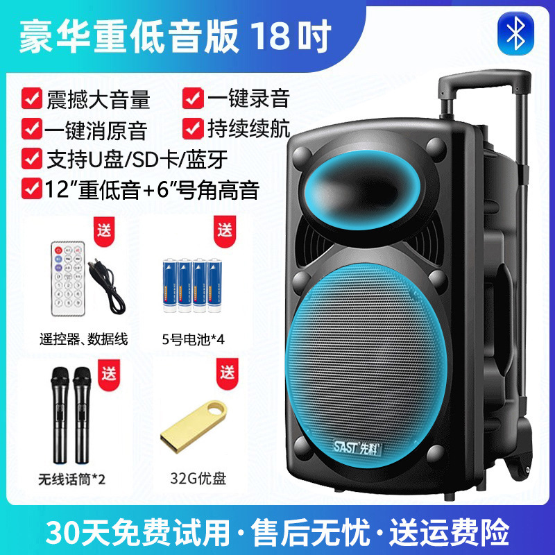 先科广场舞音响专业户外k歌音箱带话筒家用拉杆蓝牙手拉麦克风|undefined