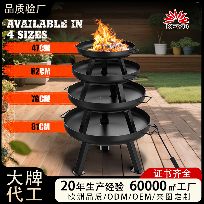 Europa y los Estados Unidos portátiles al aire libre fogón de hoguera redondo calentamiento leña horno de fuego resistente a altas temperaturas horno de jardín horno de comercio exterior