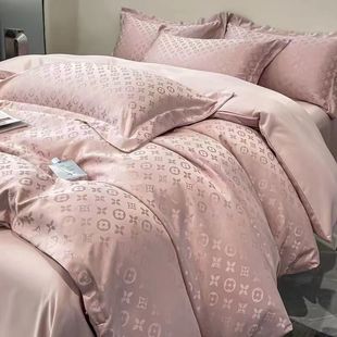 High-grade Light Luxury 80 Ice Silk Quilt Cover Four-piece Set European-style Spring and Summer Bedding Nude Sleeping Bed Sheet Three-piece Set
