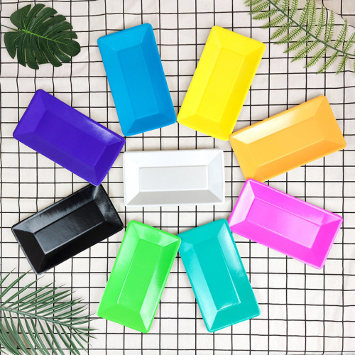 Amazon New Gold Foil Rectangle Paper Plate Disposable Paper Plate for Birthday Cake, Picnic, BBQ, Camping Use