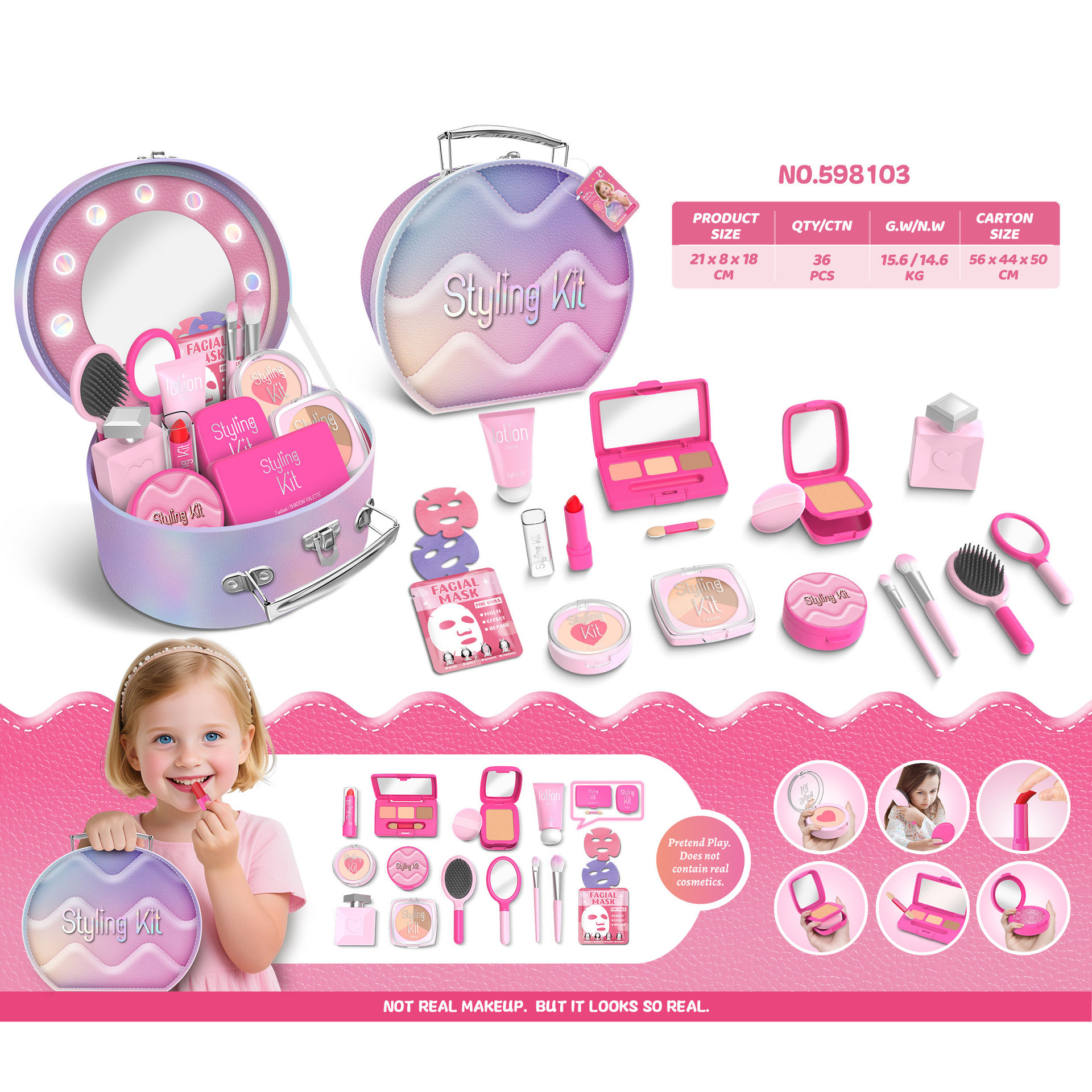 Niños y niñas transfronterizos vestidos de maquillaje conjunto de simulación de maquillaje accesorios herramientas de maquillaje para el hogar juguetes