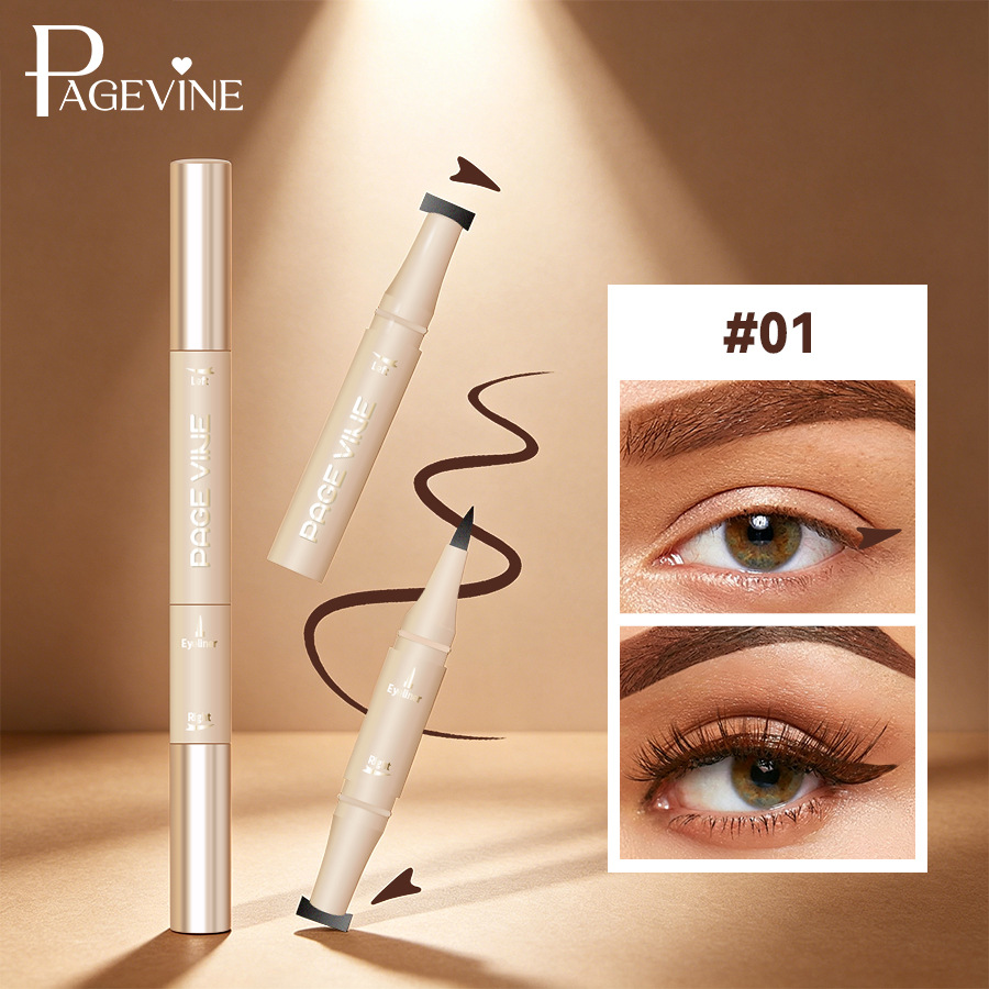 PAGE VINE doble lápiz labial lápiz labial esculpido lápiz labial 2 en 1 sello lápiz de delineador de ojos impermeable a prueba de sudor