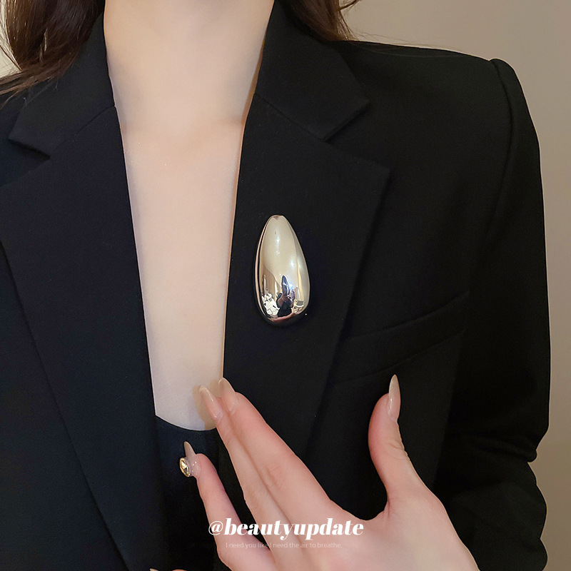 Broche de semillas de melón exagerado ovalado irregular transfronterizo, lujo ligero de nicho, alfileres de alta gama, accesorios de joyería simples de moda