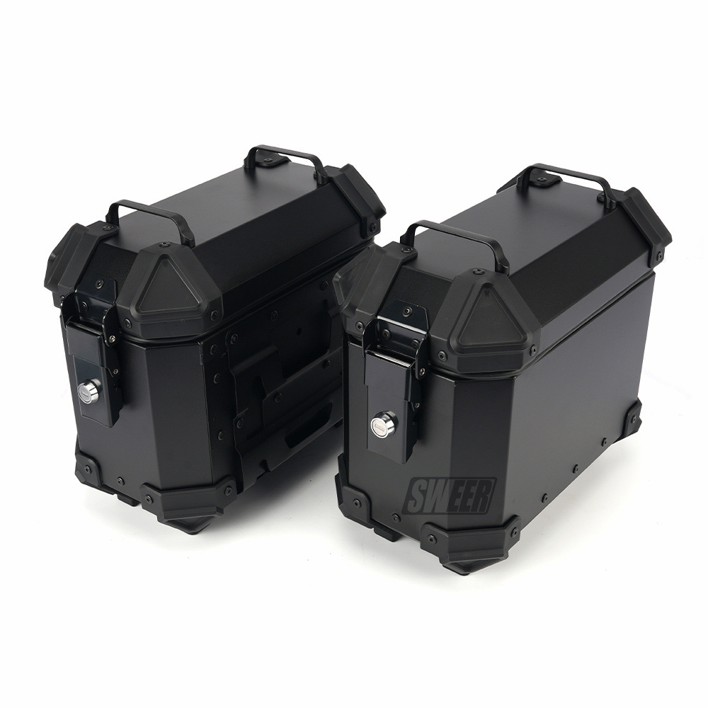 18L Black Samurai Motorcycle Aluminum Alloy Side Box Motorcycle Waterproof Anti-collision Three Boxes Universal Side Box 35L Side Box