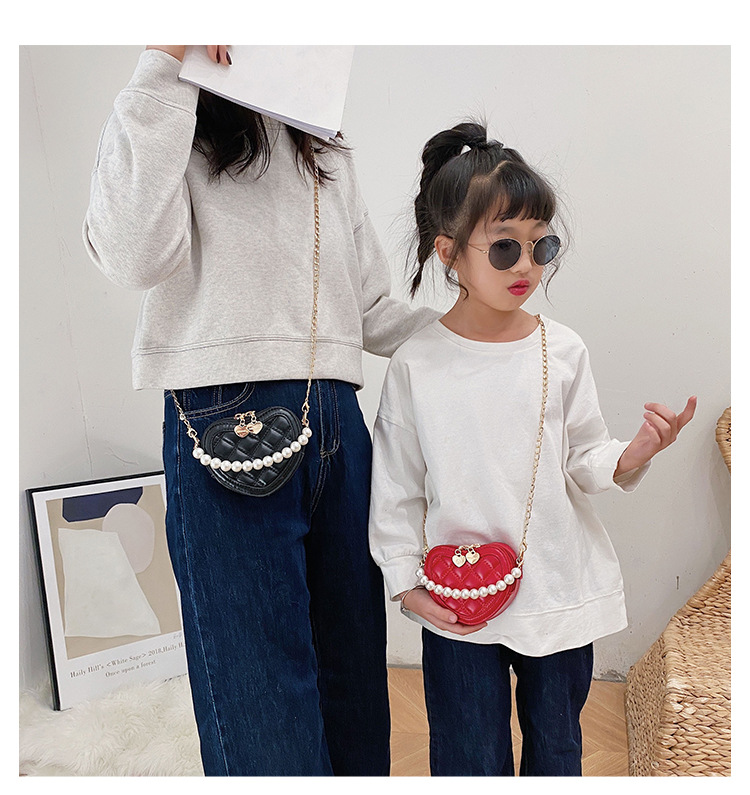 Lingge Pearl Chain Children's Bag Fashion One-shoulder Messenger Bag Coin Purse display picture 24
