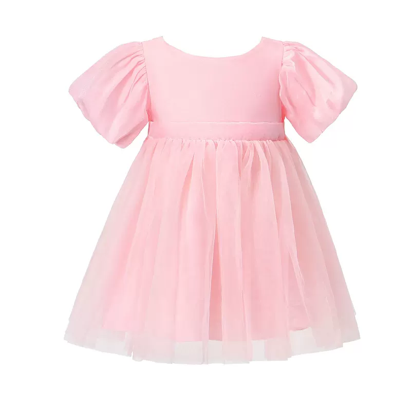 【聆风服饰】女童礼服连衣裙temu跨境儿童蝴蝶结pink tulle dress