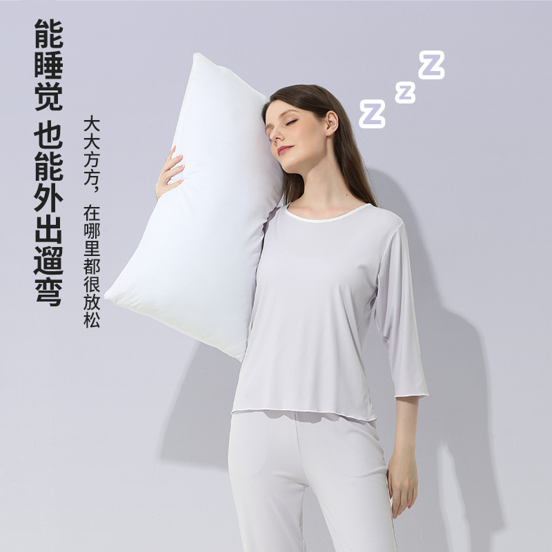 Procesamiento personalizado 80S lujo austriaco modal otoño e invierno pantalones recortados con mangas tres cuartos para mujer