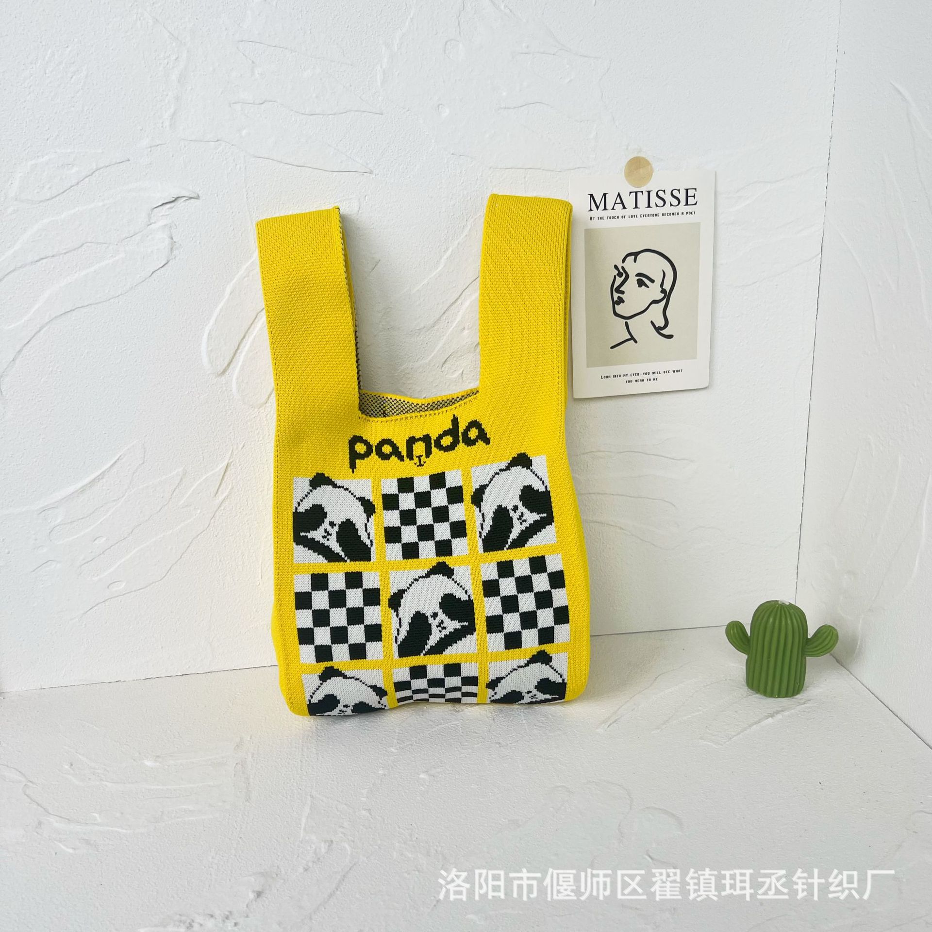 Bolso de punto transfronterizo bolso de punto para mujer bolso de muñeca de todo fósforo bolso Tote bolso tejido de poliéster bolso panda