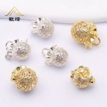 14k金保色福袋 吉祥如意镂空福袋 项链坠中国风铜钱纹钱袋吊坠