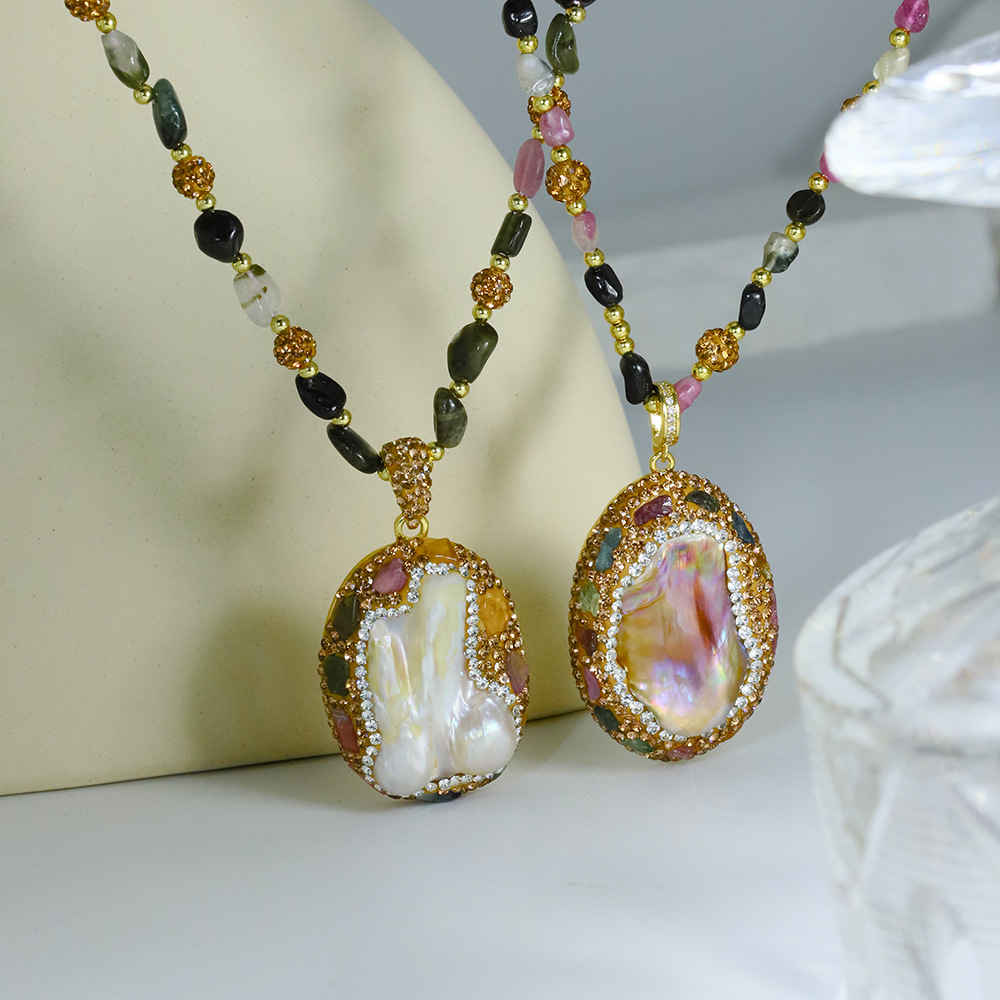 Collar de perlas naturales nicho alta sensación barroco de agua dulce llave mujer chapado a mano oro 18k joyas de color