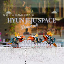跨境户外公鸡摆件立体仿真动物景观雕塑庭院花园装饰金属工艺品