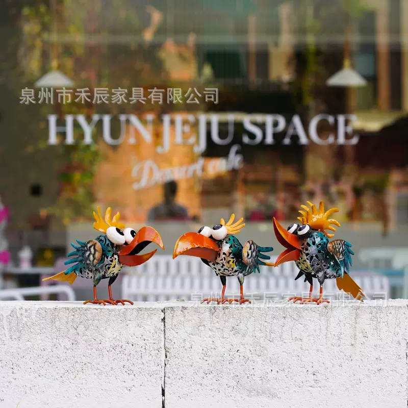 跨境户外公鸡摆件立体仿真动物景观雕塑庭院花园装饰金属工艺品