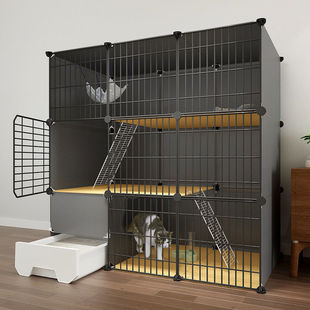 Cat Cage with Toilet Integrated Extra Large Free Space Home Indoor House Special Clearance Three-Layer Cat Elegant Heart