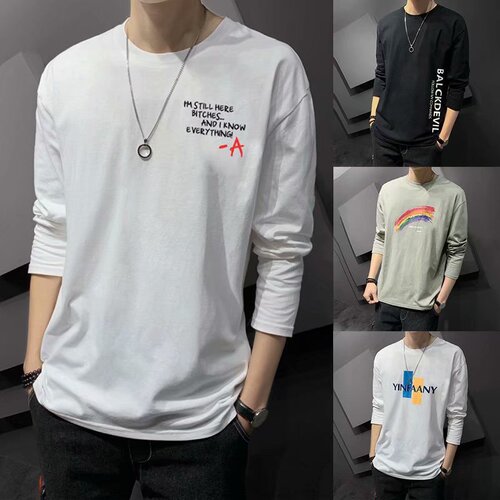 2024 New Autumn Winter Men's Long Sleeve T-Shirt Fashionable Korean Style Slim Fit Casual Underwear for Men 