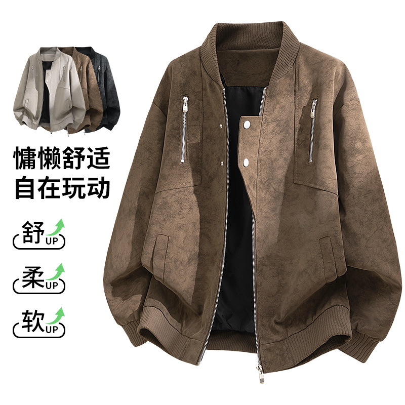 M-8XL大码夹克男PU皮300斤可穿大码皮衣皮夹克外套