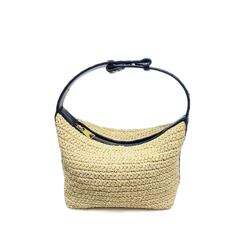 2025 Summer New Coconut Leaf Fiber Crochet Fashion Versatile Handmade Woven Handbag Wrist Bag Lunch Box Bag