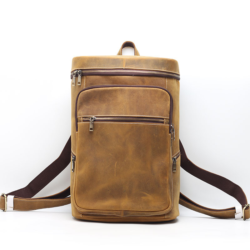 European and American Style New Retro Large Backpack Genuine Leather Women's Bag Double Shoulder Bag Crazy Horse Leather Casual Large Bag Special Price Clearance Sale