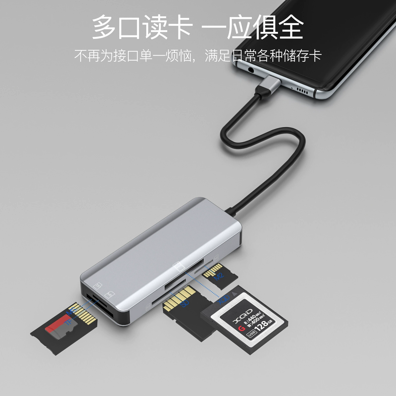 NK-3046 five-in-one Type-C mobile card reader XQD M2 SD TF MS Card Reader