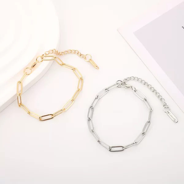 European and American fashion geometric bracelet clip stainless steel simple holiday Joker bracelet titanium steel jewelry