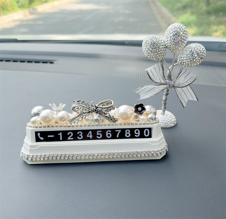 Car personalized creative goddess style temporary parking number plate, car phone number card, digital plate for car interior decoration