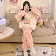 儿童法兰绒冬季睡衣小女孩秋冬加绒毛绒初中生冬天珊绒少女家居服