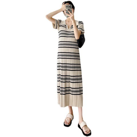 Summer knitted elastic dress for pregnant, bright catchy style, fitted