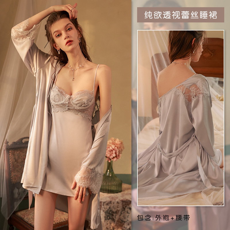 伊影のサテンの純粋な欲望の女性のガーターの睡眠のスカートの小さい胸の鋼は集まって女性の睡眠のスカートのパジャマの家庭服のメーカーの卸売りを閉じます。|undefined