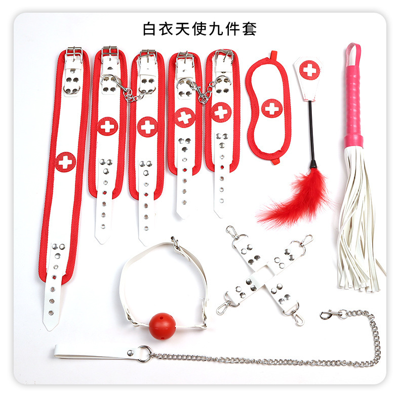 SM Nine-Piece Couple Restraint Set with PU Leather and Plush Handcuffs — detail image 19