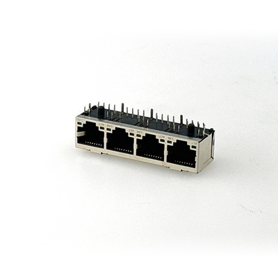Разъем сетевого интерфейса серии RJ45, универсальный плоский штырь с подсветкой, 4-портовый разъем, сетевой кабель, гнездо с кристаллической головкой