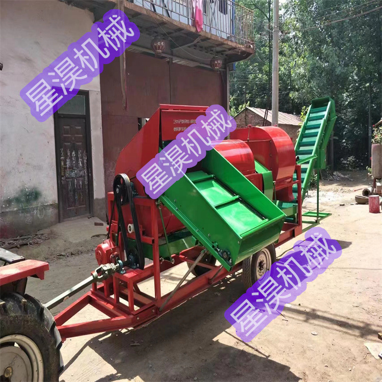 大型全自动干湿两用花生摘果机收果采摘收割机装车装袋拖拉机电动